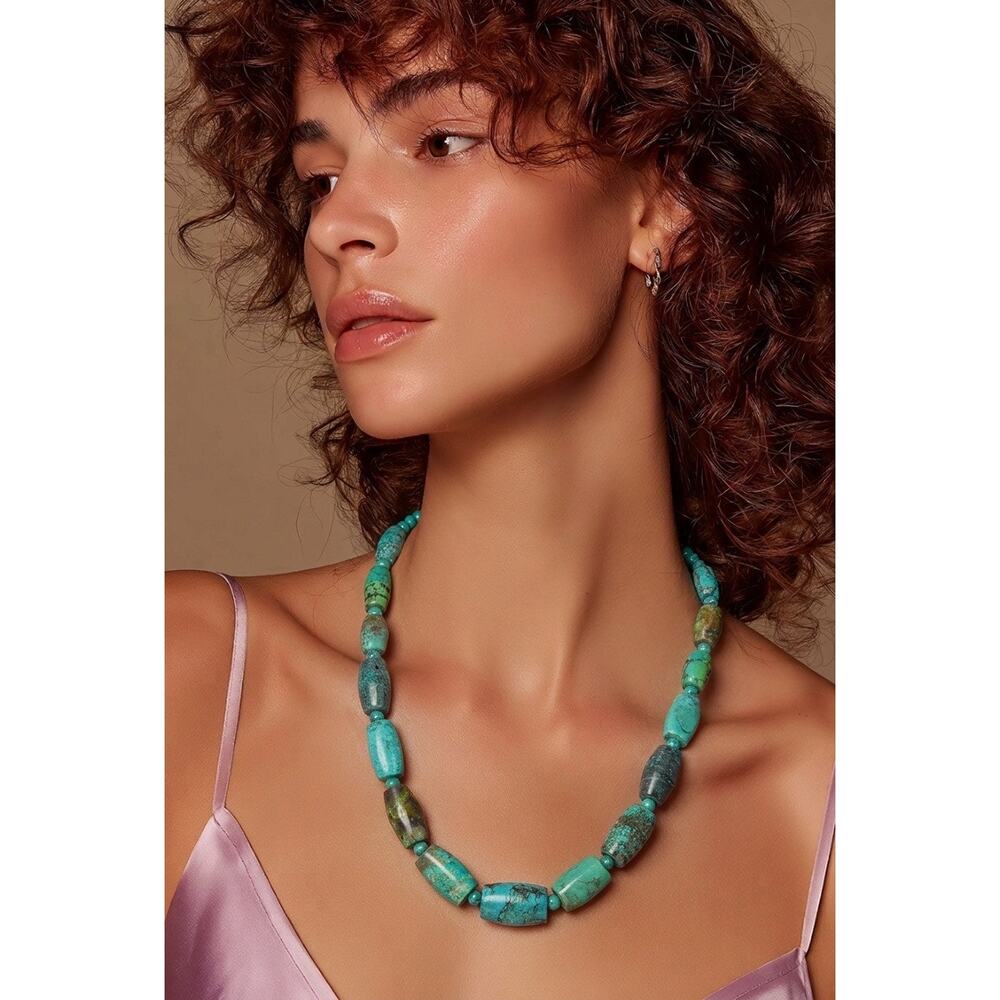 Natural Hubei Turquoise Necklace Native American Handmade